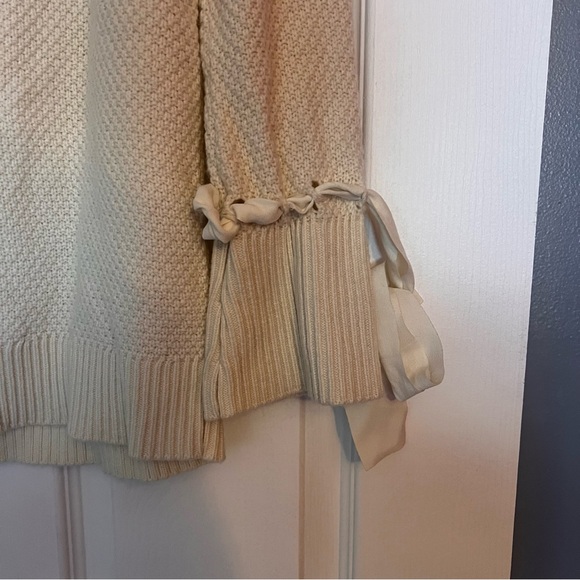 Talbots Cream Textured Blouse with Ribbon Accents - Picture 5 of 5